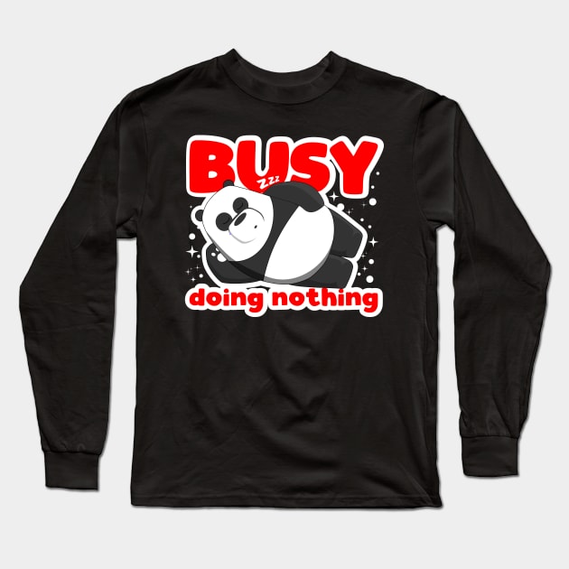 busy doing nothing panda cute Long Sleeve T-Shirt by enigmatyc